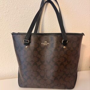 Coach Signature Brown and Black Tote